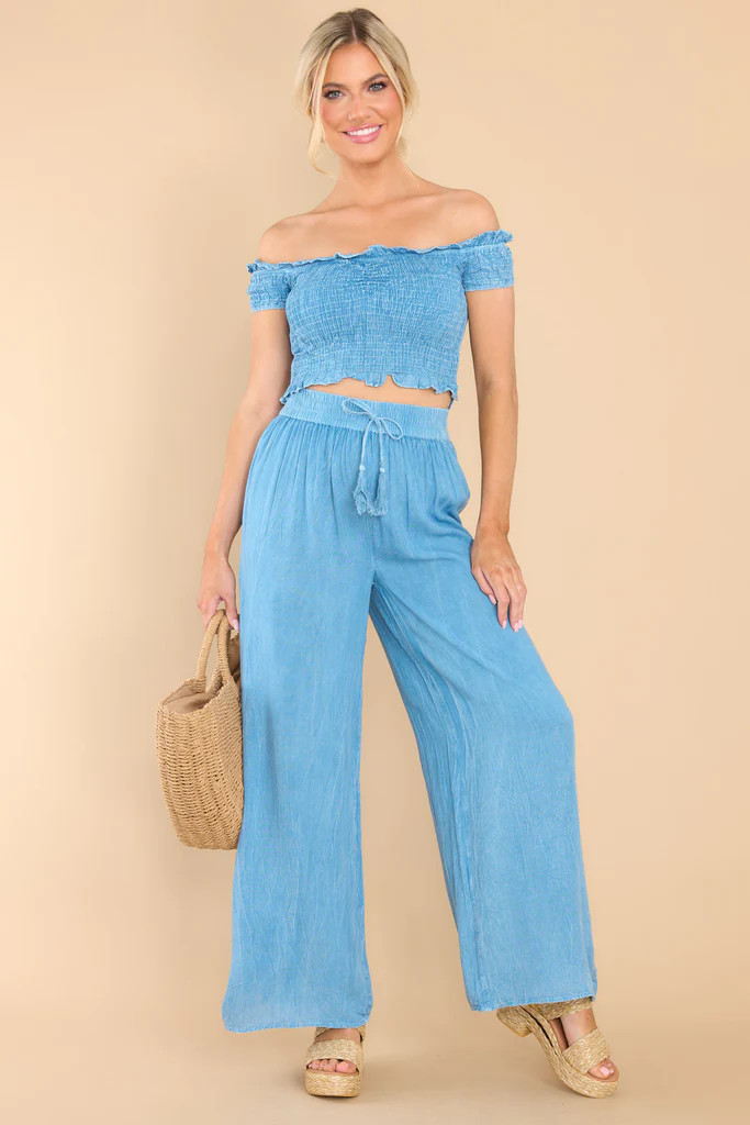 No More Waiting Denim Two Piece Set | Red Dress 