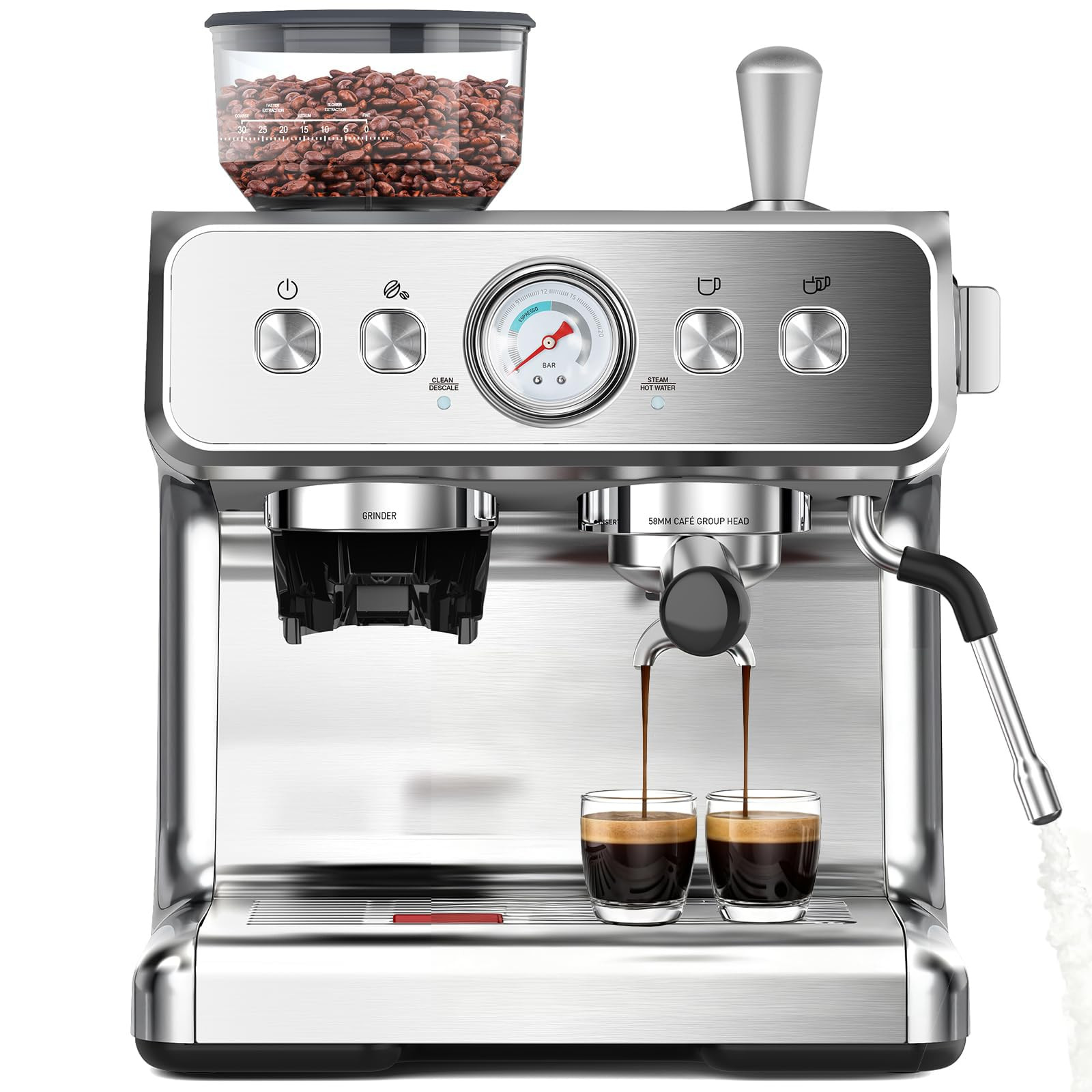 COWSAR 20 Bar Espresso Machine with Grinder & Milk Frother Steam Wand, 58mm Expresso Coffee machi... | Amazon (US)