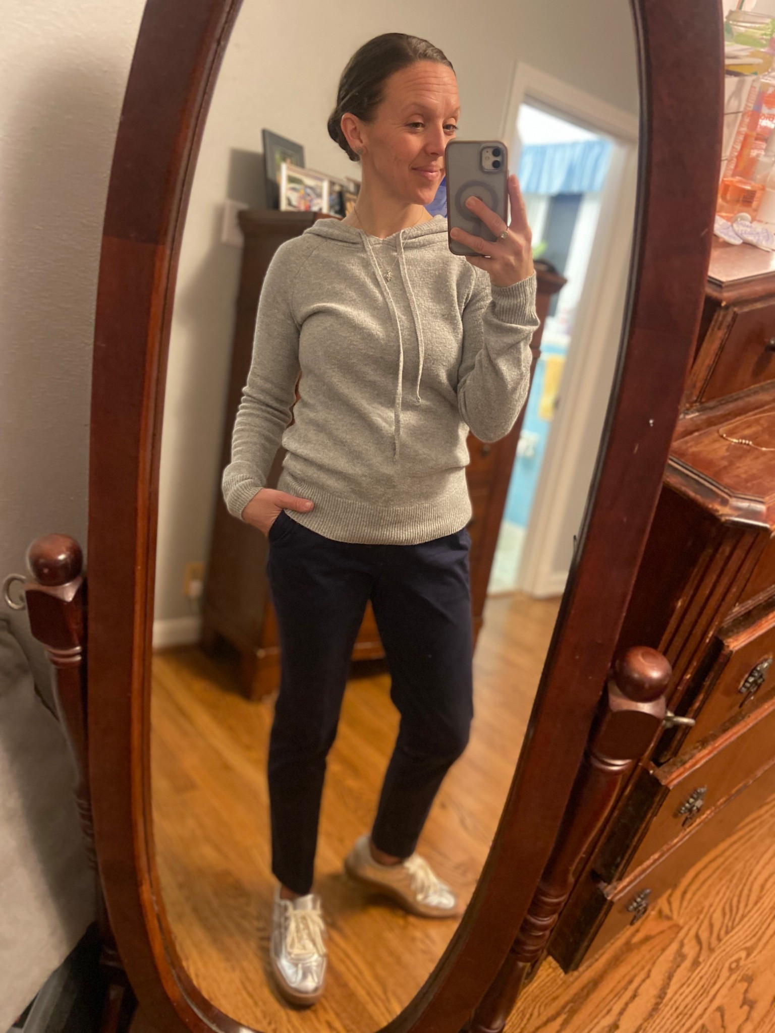 This grey sweater is an easy closet staple and at a great price, $20, and comes in a bunch of other colors. My shoes are on sale, under $15! I have these pants in three colors, they are so comfortable; I wear them to work all the time. 


#hoodie #sweaterhoodie #sweater #closetstaple #amazon #under20 #budgetfriendly #salefinds #walmart #tennisshoes #winteroutfit #workpants #gap #gapfactory #teacheroutfit 

#LTKSaleAlert #LTKOver40 #LTKWorkwear #LTKootd #LTKFindsUnder50 #LTKU