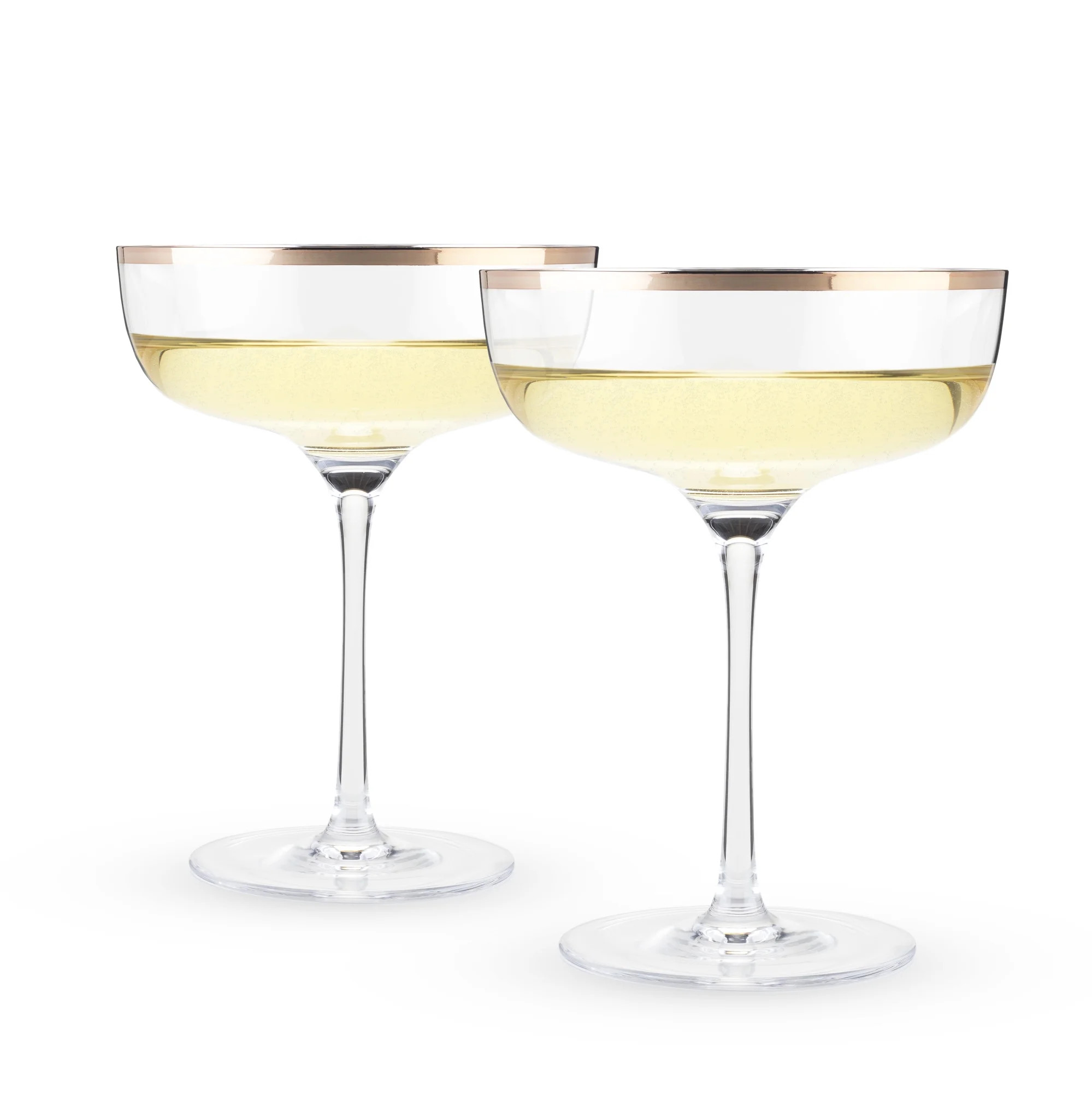 Twine Copper Rim Vintage Cocktail Crystal Champagne Coupe Glasses, Set of 2 - Walmart.com | Walmart (US)