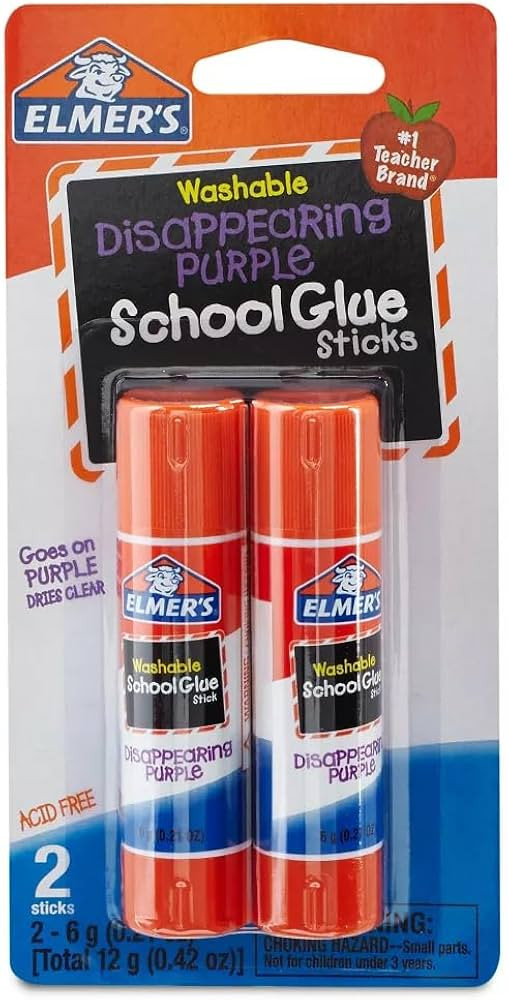 Elmer's Disappearing Purple School Glue Sticks, 0.21 oz, Pack of 2 (E522) 4 Pack | Amazon (US)