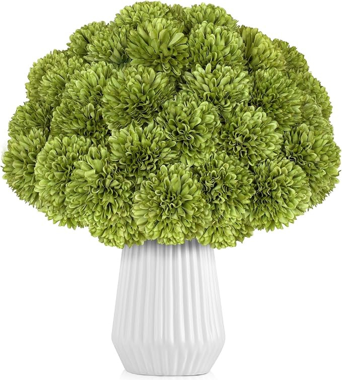36 Pcs Artificial Chrysanthemums Flowers Green Ball Flower Silk Fake Mums Flowers for Home Decor ... | Amazon (US)