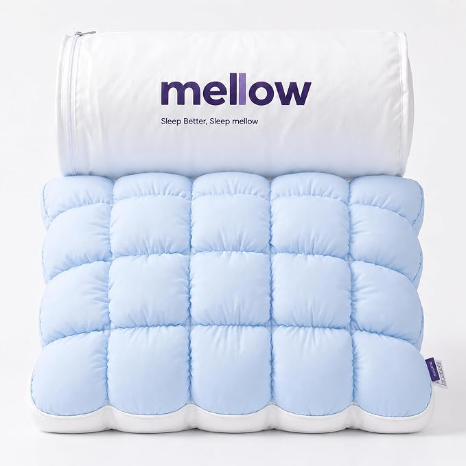 Mellow Puff Pillow Cooling Ice Silk Bed Pillow, Fluffy Goose Down Alternative Fill, Hypoallergeni... | Amazon (US)