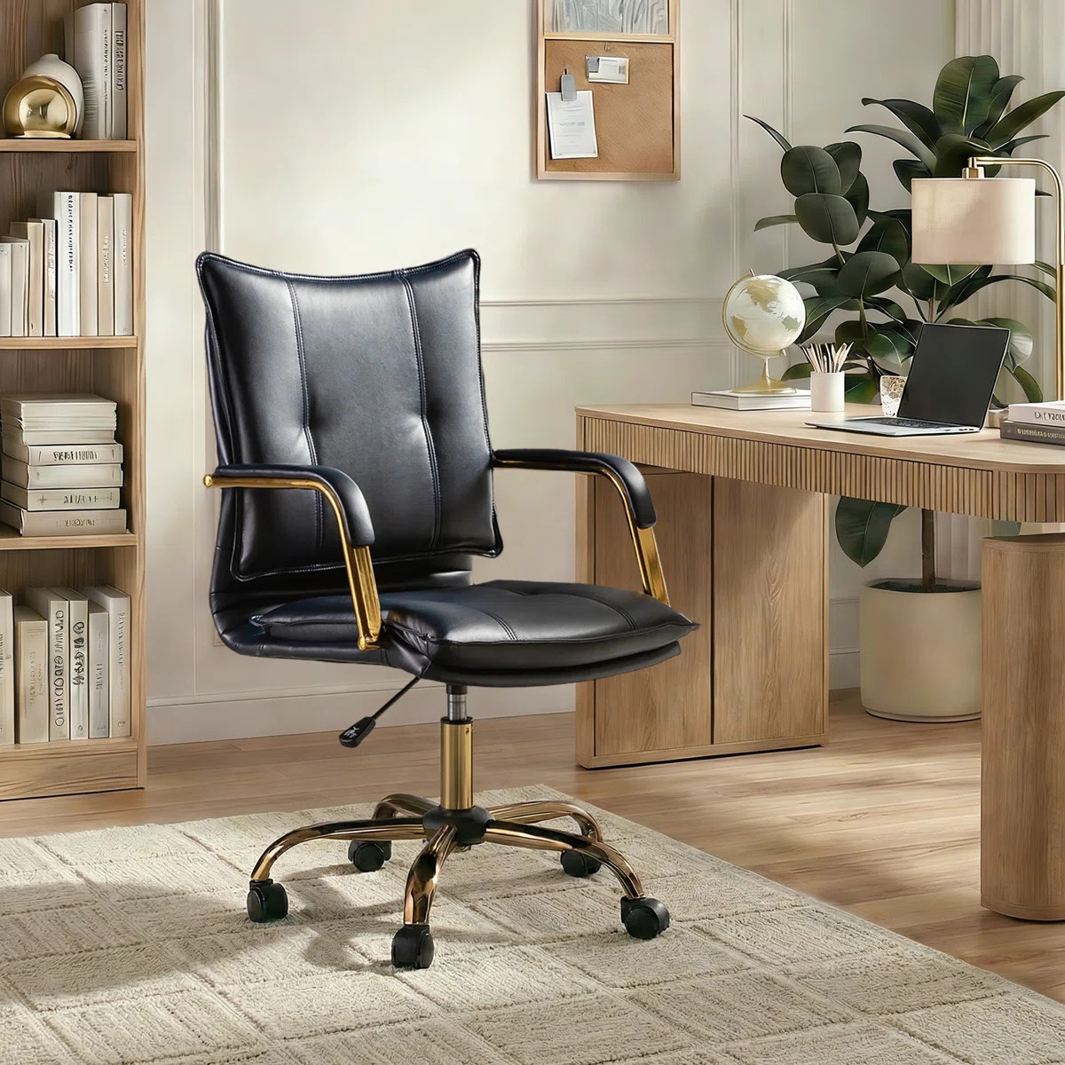 Lundgren Faux Leather Task Chair with Padded Arms | Wayfair North America