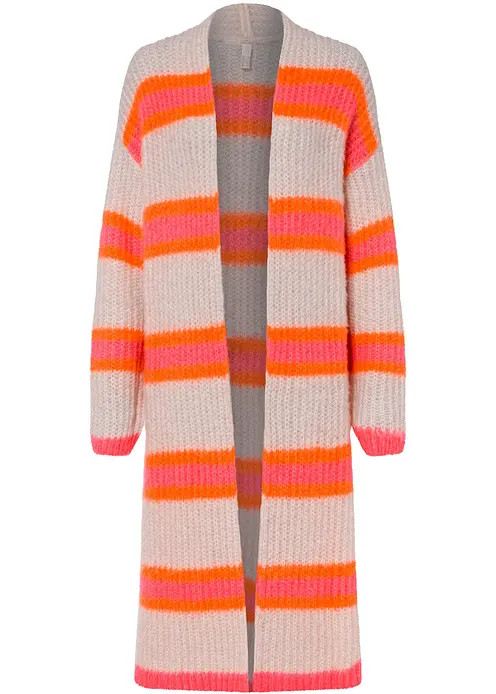 Modern und Feminin: Oversized-Strickmantel mit flauschigem Garn und Streifen. | Bonprix DE