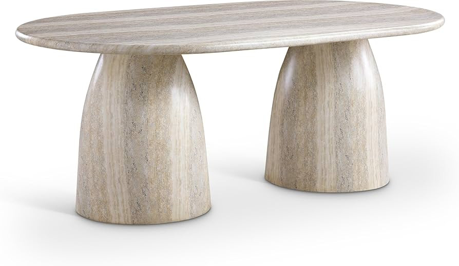 Meridian Furniture 702Travertine-T Cosenza Collection Art Deco 78" Indoor/Outdoor Concrete Dining... | Amazon (US)