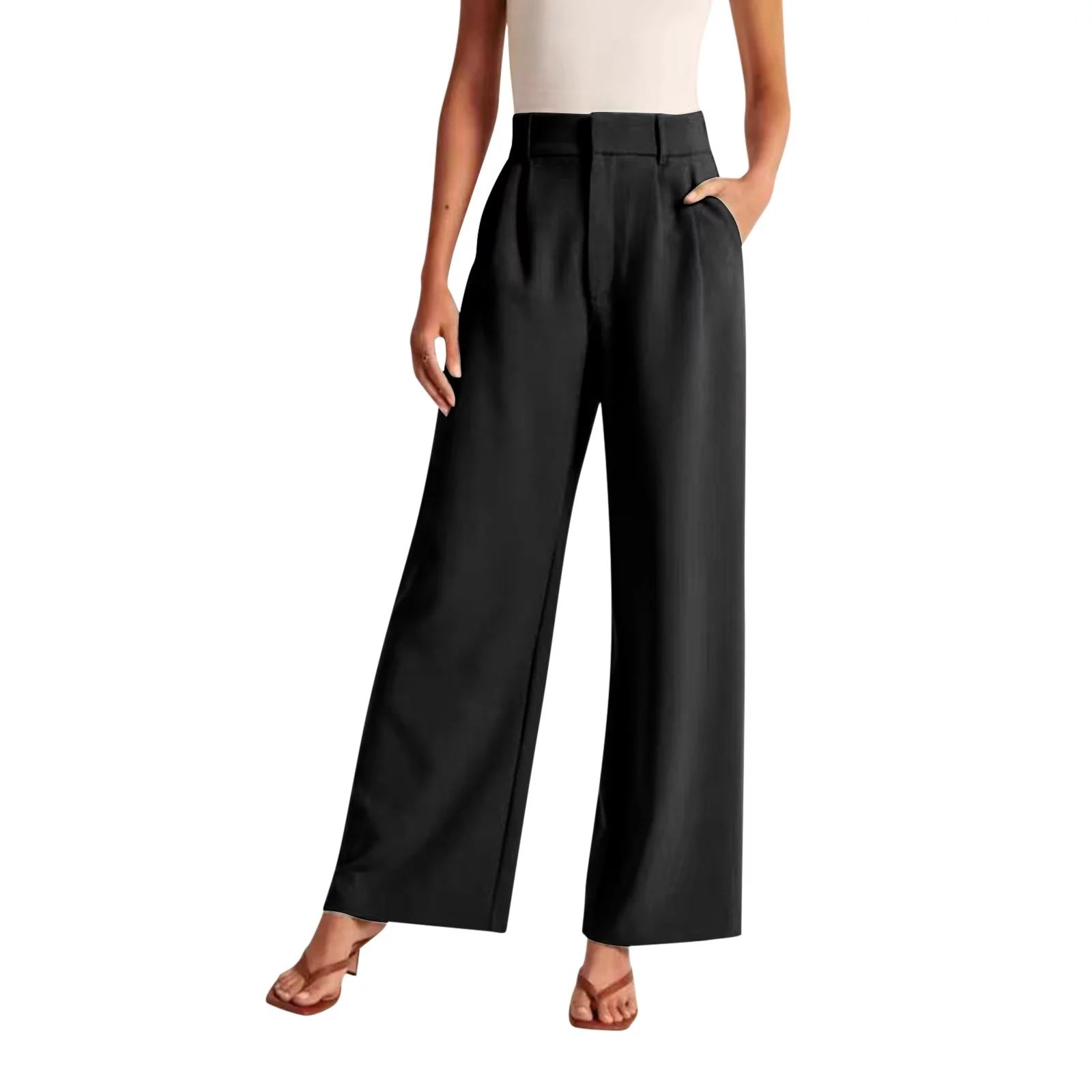 Trousers for Women Wide Leg for Work Business Casual High Waisted Dress Flowy office Pants | Walmart (US)