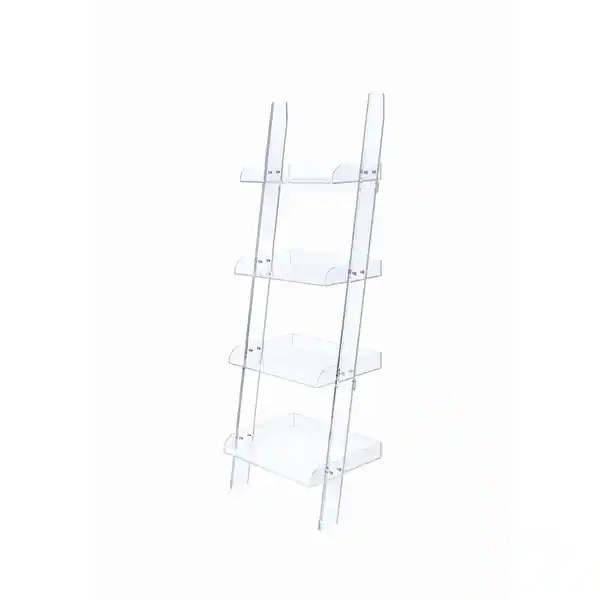 Amaturo Clear Acrylic 4-shelf Ladder Bookcase - 24.50" x 18" x 72.25" | Bed Bath & Beyond