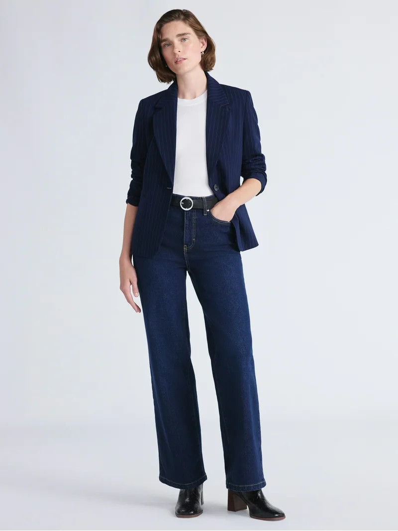 Free Assembly Women's Single Breasted Pinstripe Blazer, Sizes XS-XXL | Walmart (US)