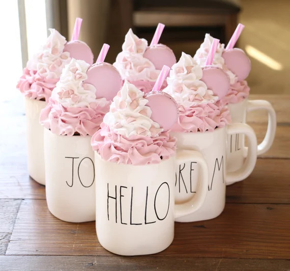 Pink Macaron Mug Topper | Perfect Rae Dunn Whipped Cream Topper! Fall Tiered Tray Decor and Kawai... | Etsy (US)