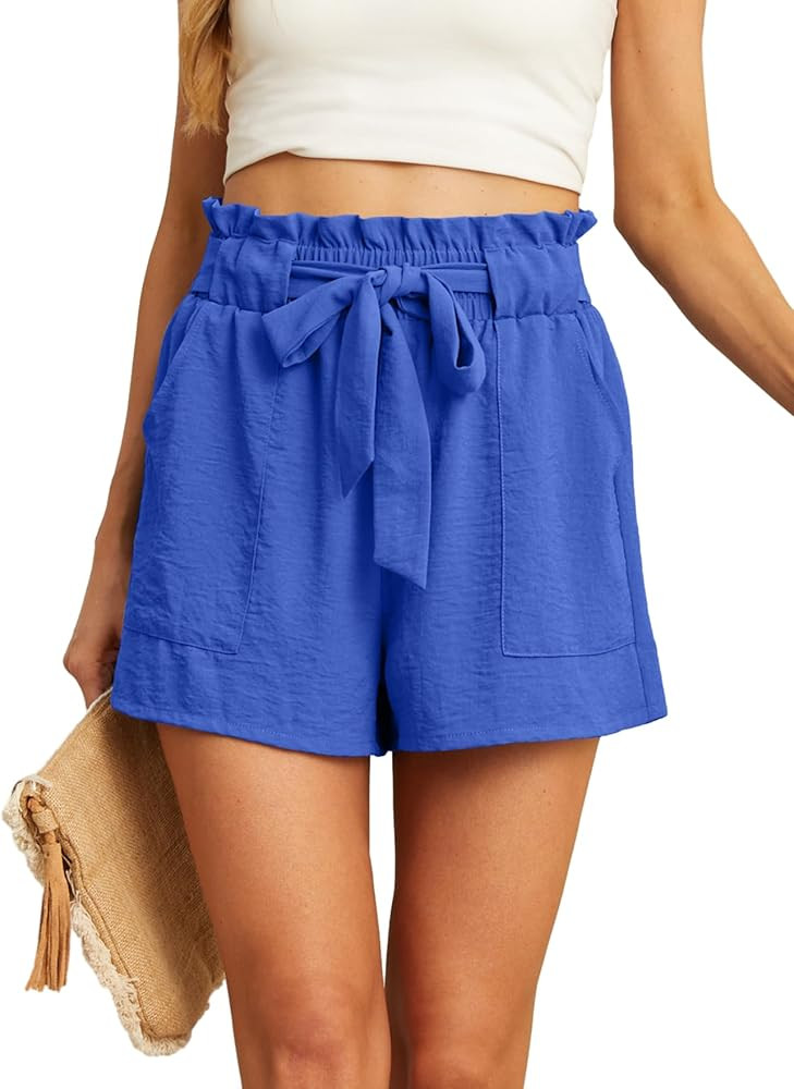 IWOLLENCE Womens Shorts with Pockets Summer Casual Shorts for Women Waist Casual Lightweight Adju... | Amazon (US)