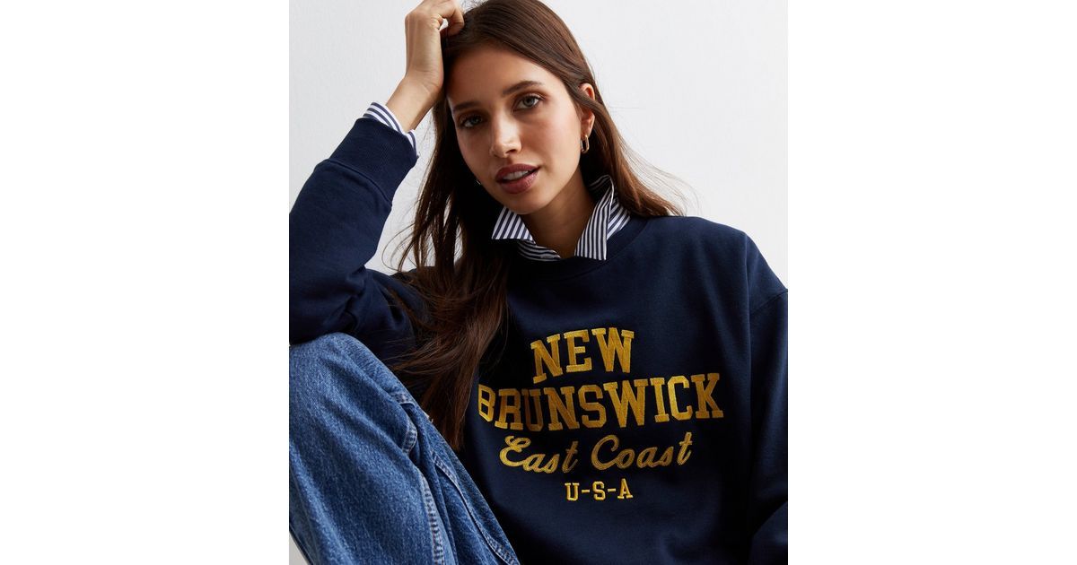 Navy New Brunswick Embroidered Logo Sweatshirt | New Look | New Look (UK)