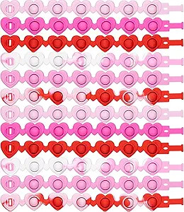 MAXDUCK Valentines Day Gifts for Kids - 12pcs Pink Red Pop Bracelet Silicone Sensory Wristband fo... | Amazon (US)