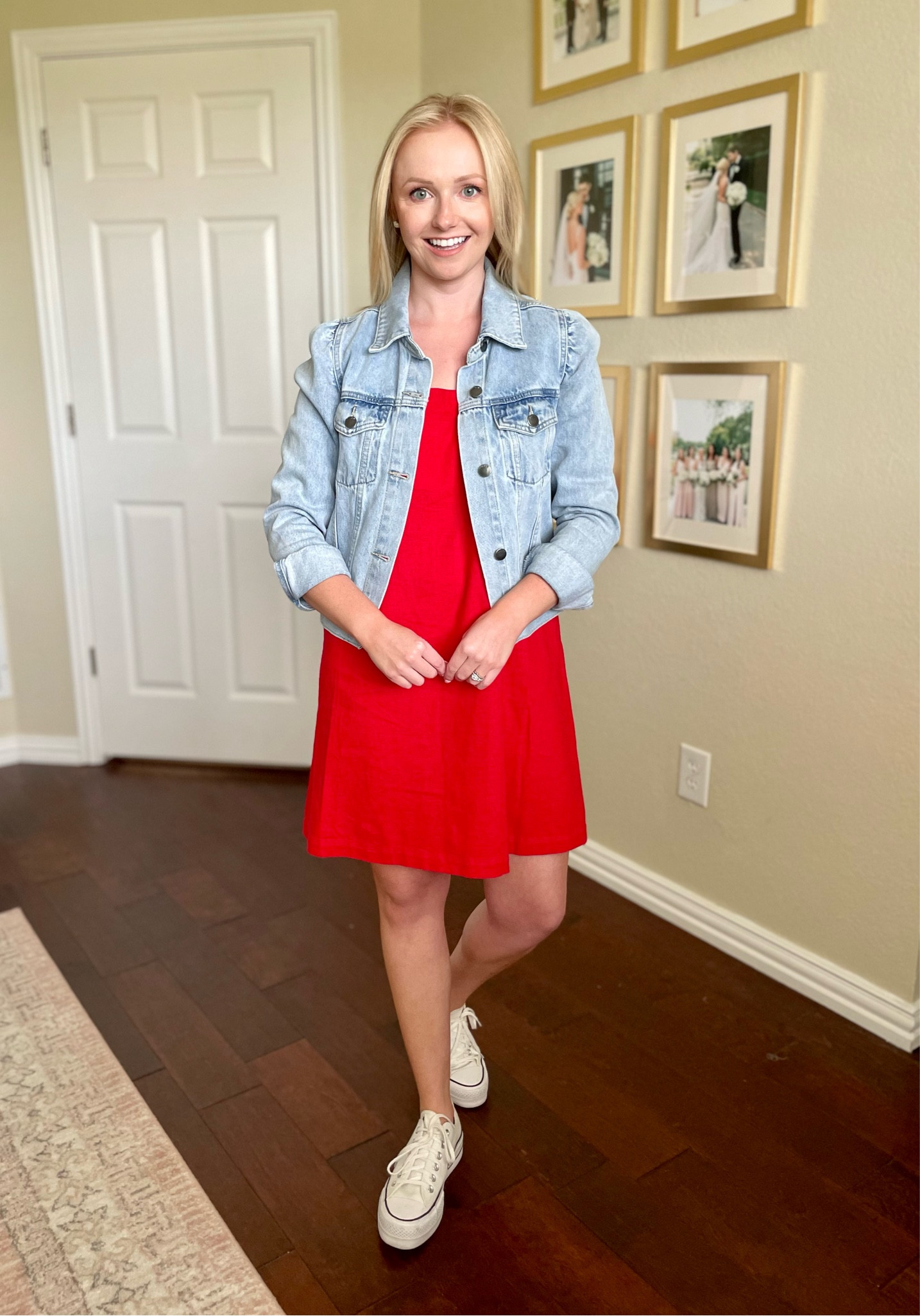 Wearing an XS in dress, S in jacket and 6 in shoes | Memorial Day outfit, Memorial Day weekend, red dress, red sundress, platform converse, patriotic outfit, July 4th outfit 

#LTKFind #LTKunder50 #LTKSeasonal