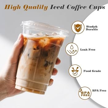 Ginkgo 50 Pack 20 oz Plastic Iced Coffee Cups with Lids and Straws, Clear Disposable To Go Cups f... | Amazon (US)