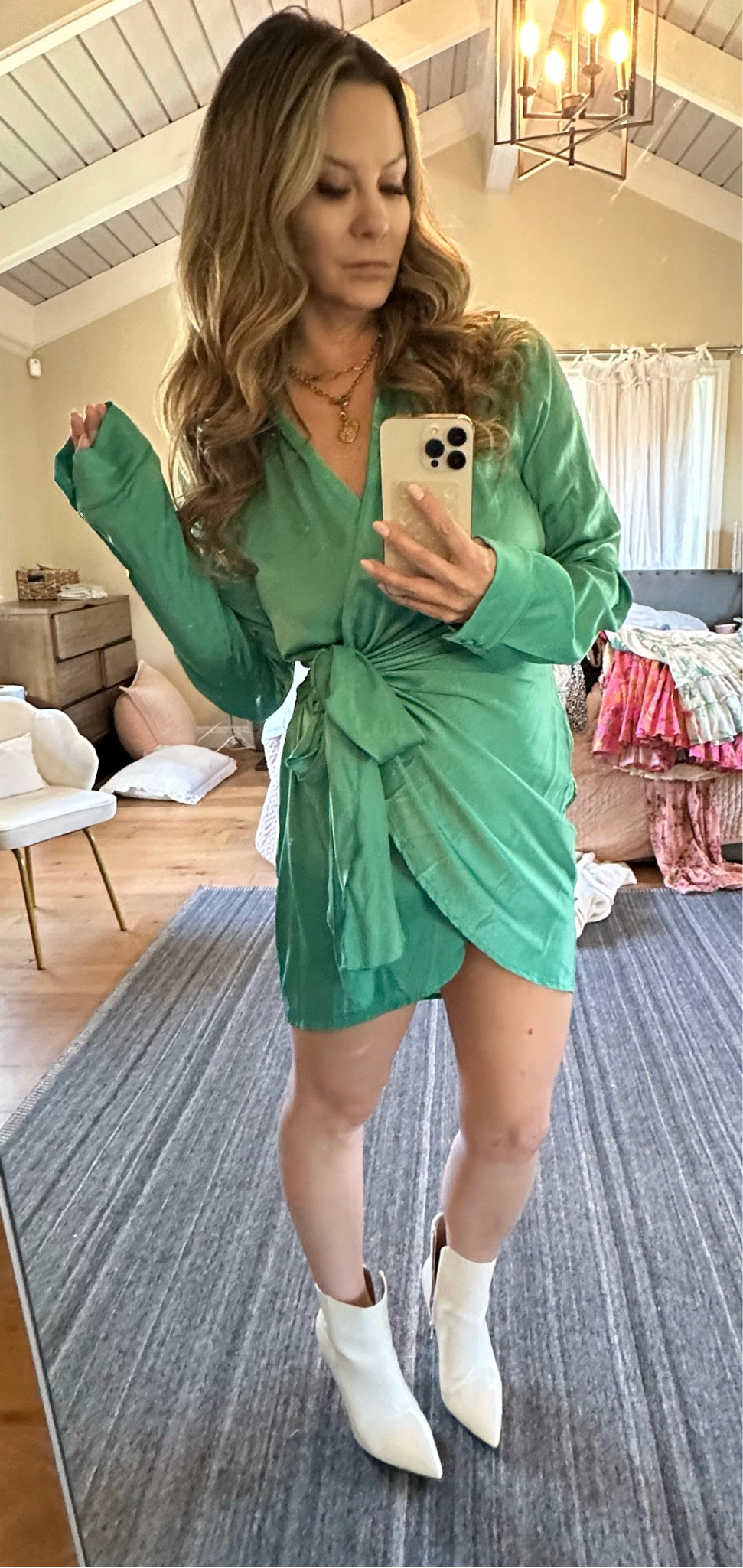 Seasonal spring dress @revolve wearing…..5’4 size 6…. A little big…. #teal #ltkspeing #fauxwrap #revolve 

#LTKparties #LTKSeasonal #LTKstyletip