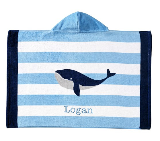 Whale Stripe Baby Beach Hooded Towel | Pottery Barn Kids