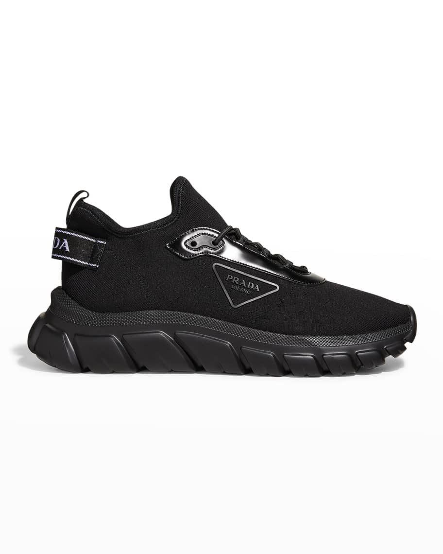 Prada Men's Allacciate Rush Triangle Logo Knit Sneakers | Neiman Marcus