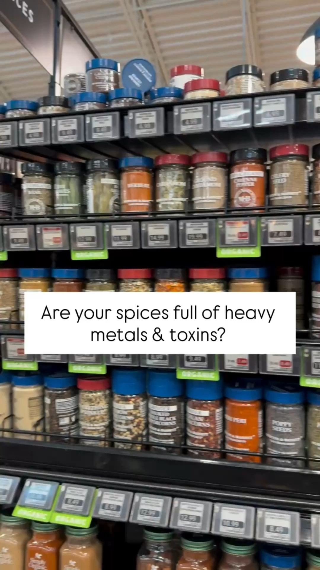 Lowest heavy metals detected in:
✅Simply organic (overall best choice because glass & organic)
✅Badia
✅Tones
✅Kirkland Signature
✅El Guapo

‼️Conventional spices are found to have high levels of lead and are treated with:

❌Synthetic pesticides (insecticides, fungicides, herbicides)
❌Irradiation 
❌Fumigation (to control insects in storage)

In blends of spices:
❌Anti-caking agents (like silicon dioxide)
❌hidden MSG or added artificial flavors
❌Artificial colors or preservatives

Highest levels of toxicity found in: La Flor, McCormicks, Great Value, Penzy’s and Spice Island🙈

🌱Choose Organic Spices  whenever possible 🌿
✅No synthetic pesticides
✅No artificial colors or preservatives
✅Fewer additives or fillers
✅Same natural antioxidants and plant compounds

Spices are incredibly powerful and medicinal! They can support digestion & metabolism, provide antioxidants & anti-inflammatory compounds, boost circulation & immunity and enhance mood.

⤵️⤵️⤵️Comment below “SPICES” for a list of the cleanest spices brands that tested low in lead🎉

.
.
.
#nontoxic #spices #cleaneating #nontoxicliving #toxinfree

#LTKHome #LTKfoodie #LTKmomlife