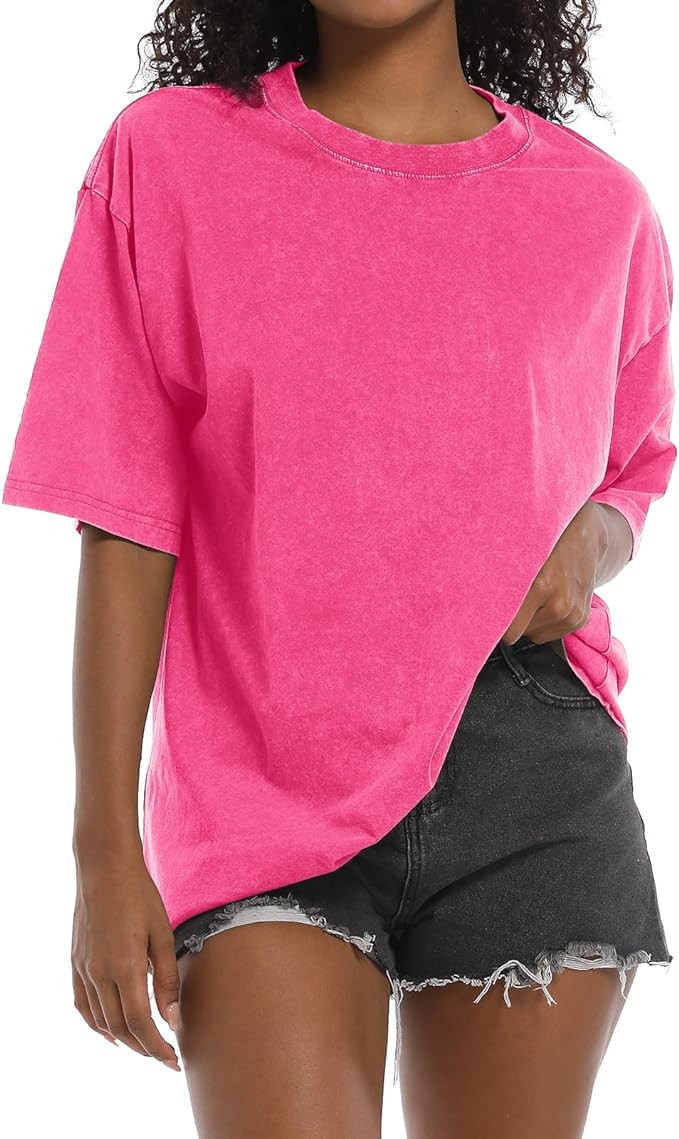 BINTEHGS Oversized Grunge Vintage t Shirts for Women Short Sleeve Cotton Casual Baggy Tees Teens ... | Amazon (CA)