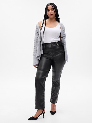 High Rise Vegan Leather Cheeky Straight Pants | Gap (US)