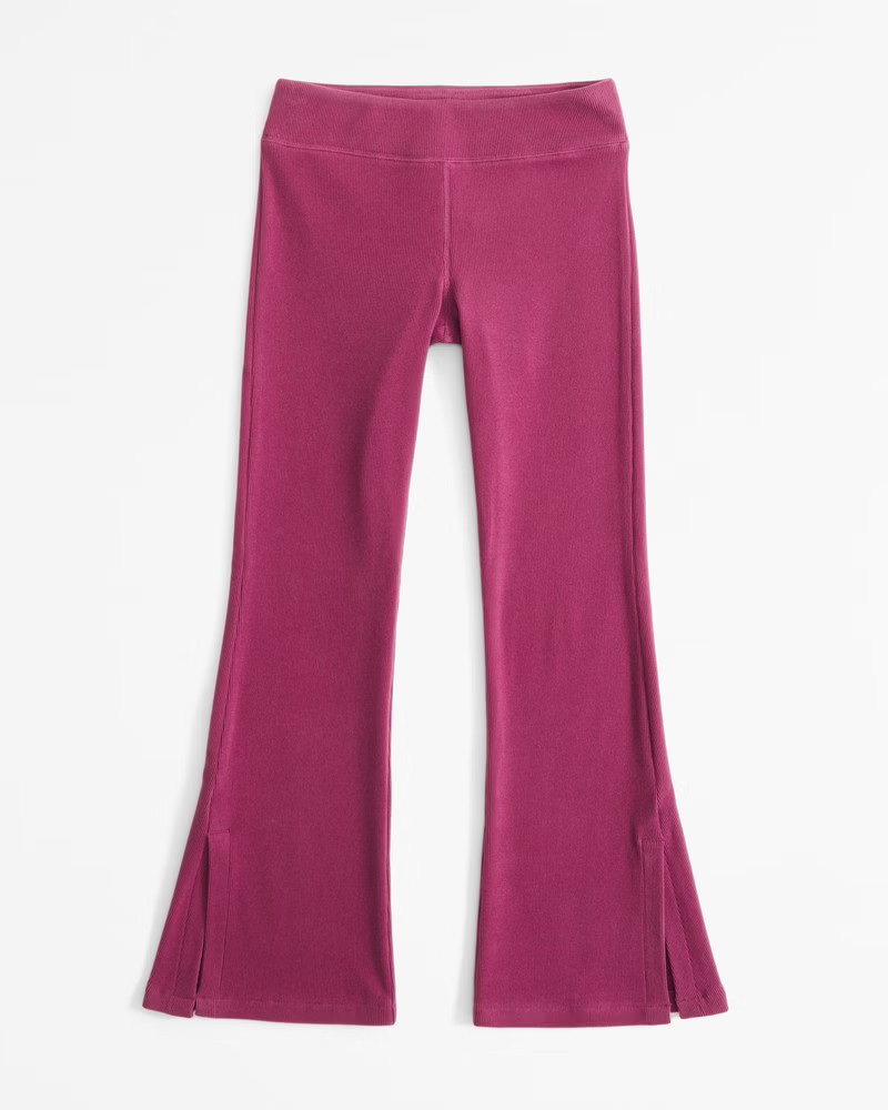 abercrombie kids girls ribbed flare leggings in hazy magenta - size 17/18 | Abercrombie & Fitch (US)