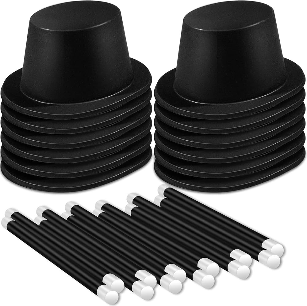 SATINIOR 24 Pieces Plastic Wands Top Hats Magician Hats Costume Top Hat Plastic Derby Victorian H... | Amazon (US)