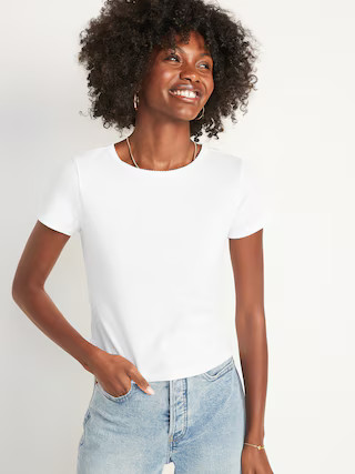 Fitted Short-Sleeve Cropped Rib-Knit T-Shirt for Women | Old Navy (US)