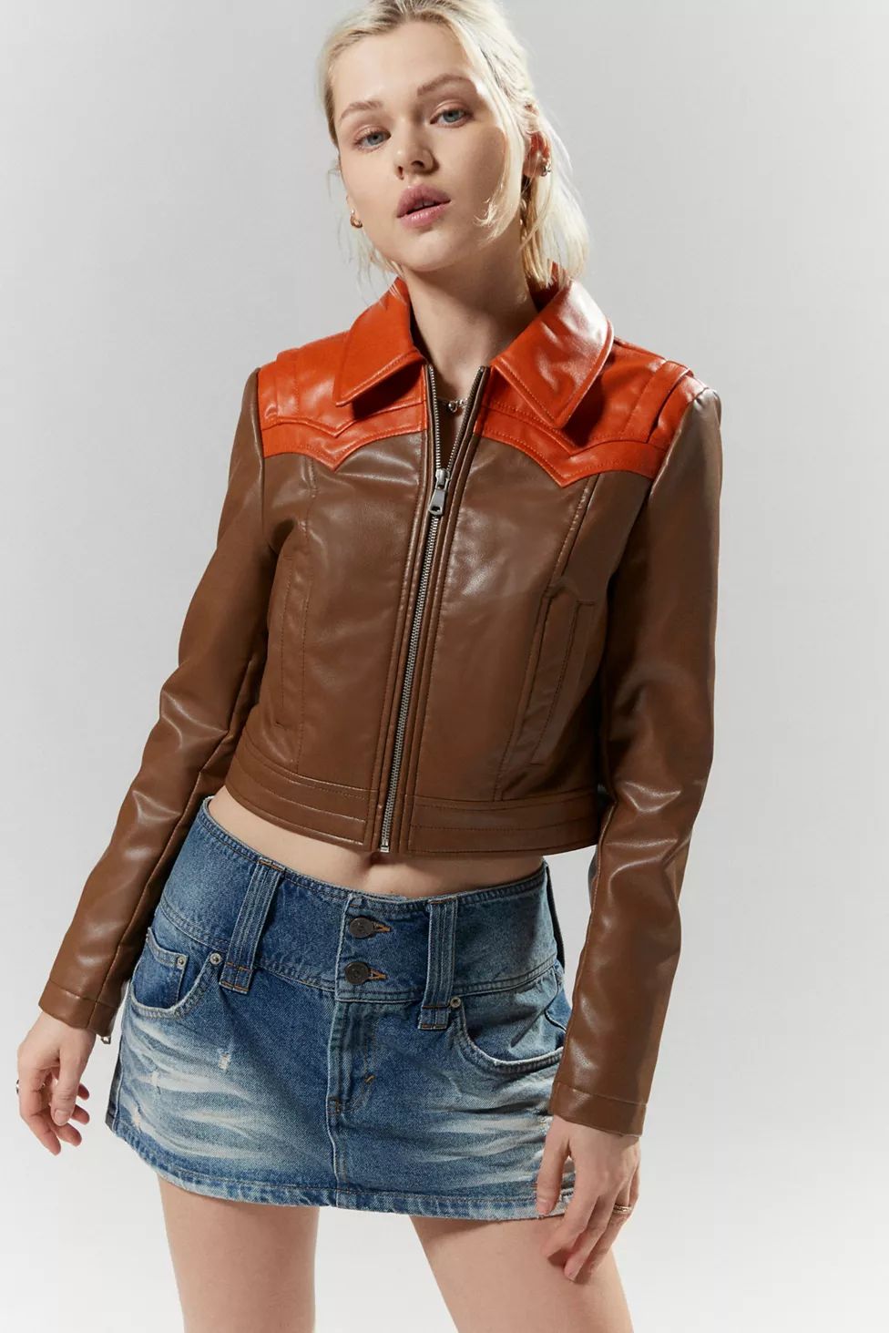 Silence + Noise Mariah Faux Leather Western Jacket | Urban Outfitters (US and RoW)