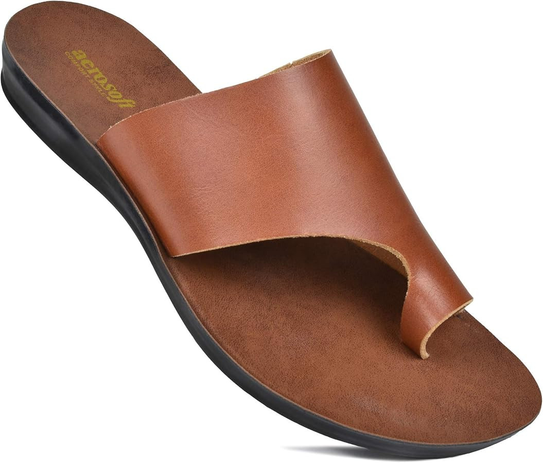 Aerosoft Orthotic Comfortable Split-Toe Flat Slide Casual Summer Vacation Essentials Arch Support... | Amazon (US)