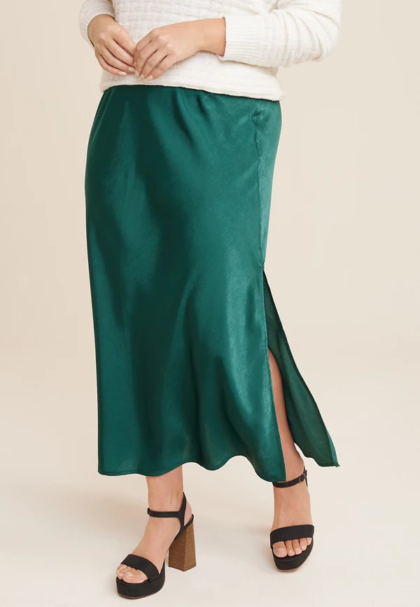 Plus Size Satin High Rise Maxi Skirt | Maurices