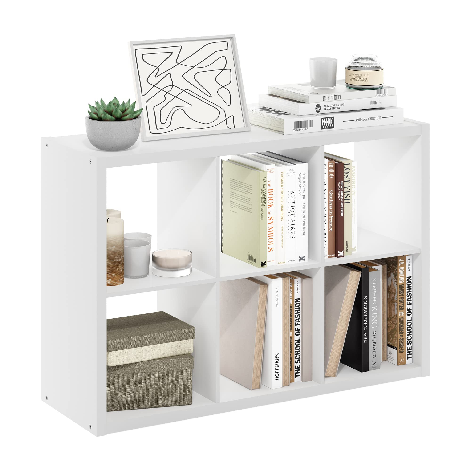 Furinno Cubicle Book Shelf, 6-Cube Bookshelf, Extra Thick Frame Horizontally & Vertically Reversi... | Amazon (US)