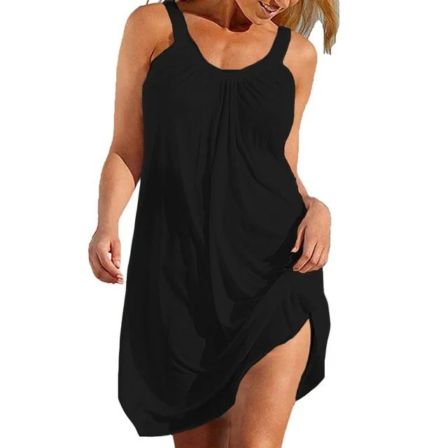 UVN Summer Swimsuit Cover Up for Women Swimwear Black Halter Dress Loose Casual Cover Ups Bathing... | Walmart (US)