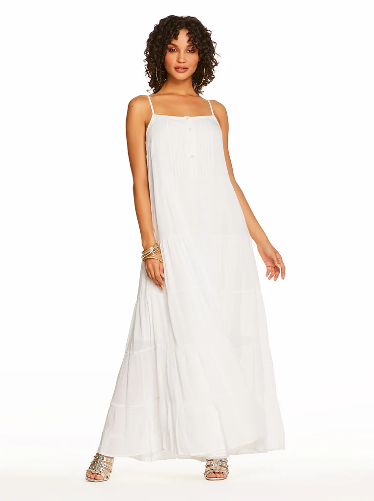 Alanis Tier Dress in Bright White | Jessica Simpson E Commerce