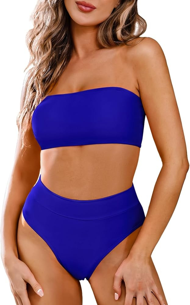 Pink Queen Women's Removable Strap Wrap Pad Cheeky High Waist Bikini Set Swimsuit | Amazon (US)