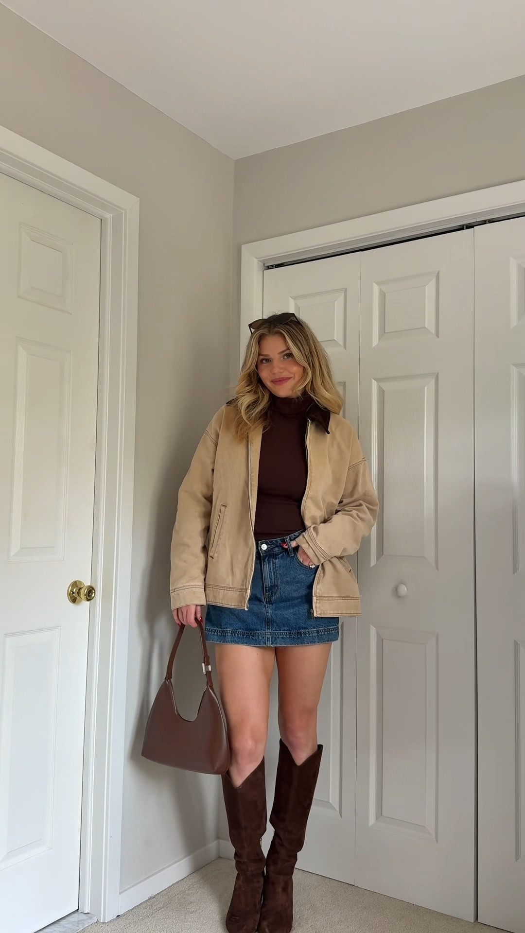 Fall outfit inspo! Small in turtleneck and jacket, 6 in skort 🐎 #barnjacket

#LTKSeasonal #LTKootd