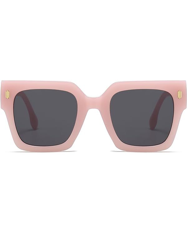 EYLRIM Square Frame Sunglasses for Women Trendy Oversized Big Sun Glasses Black Shades UV400 Prot... | Amazon (US)