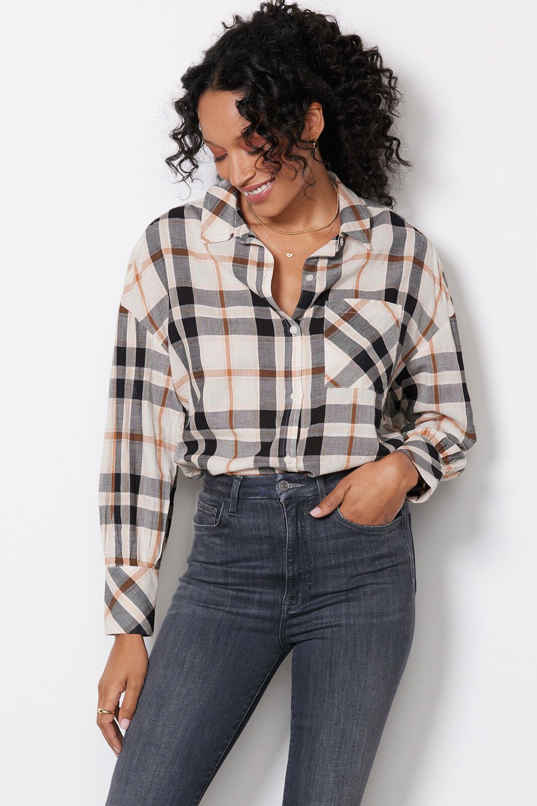 SANCTUARY Plaid Dropped Shoulder Tunic | EVEREVE | Evereve