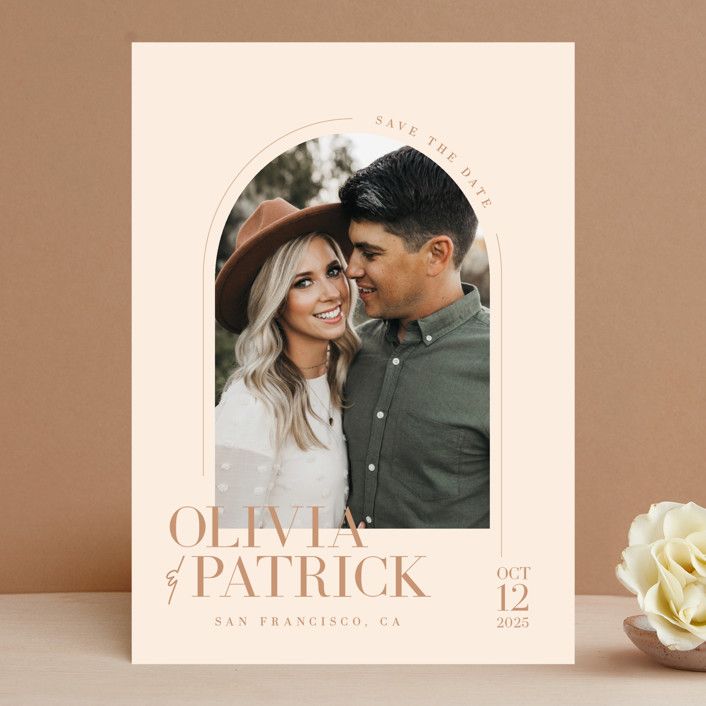 "stacked arch" - Customizable Save The Date Cards in Beige by Robin Ott. | Minted