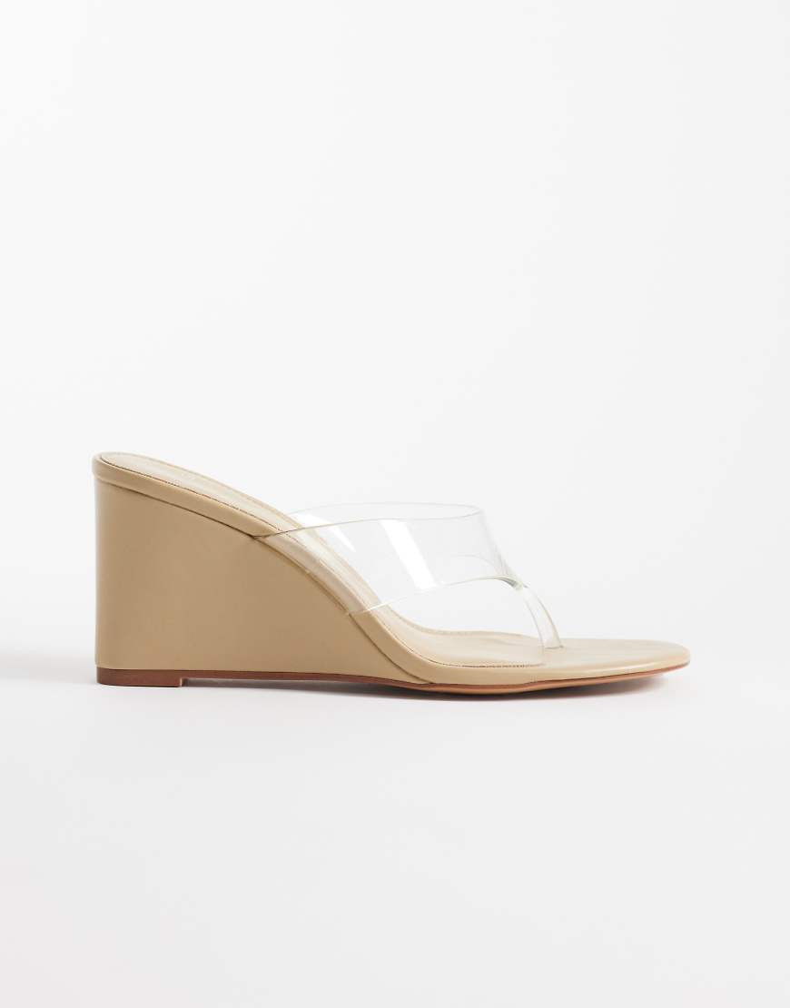 Mango clear heeled wedge in beige-Neutral | ASOS (Global)
