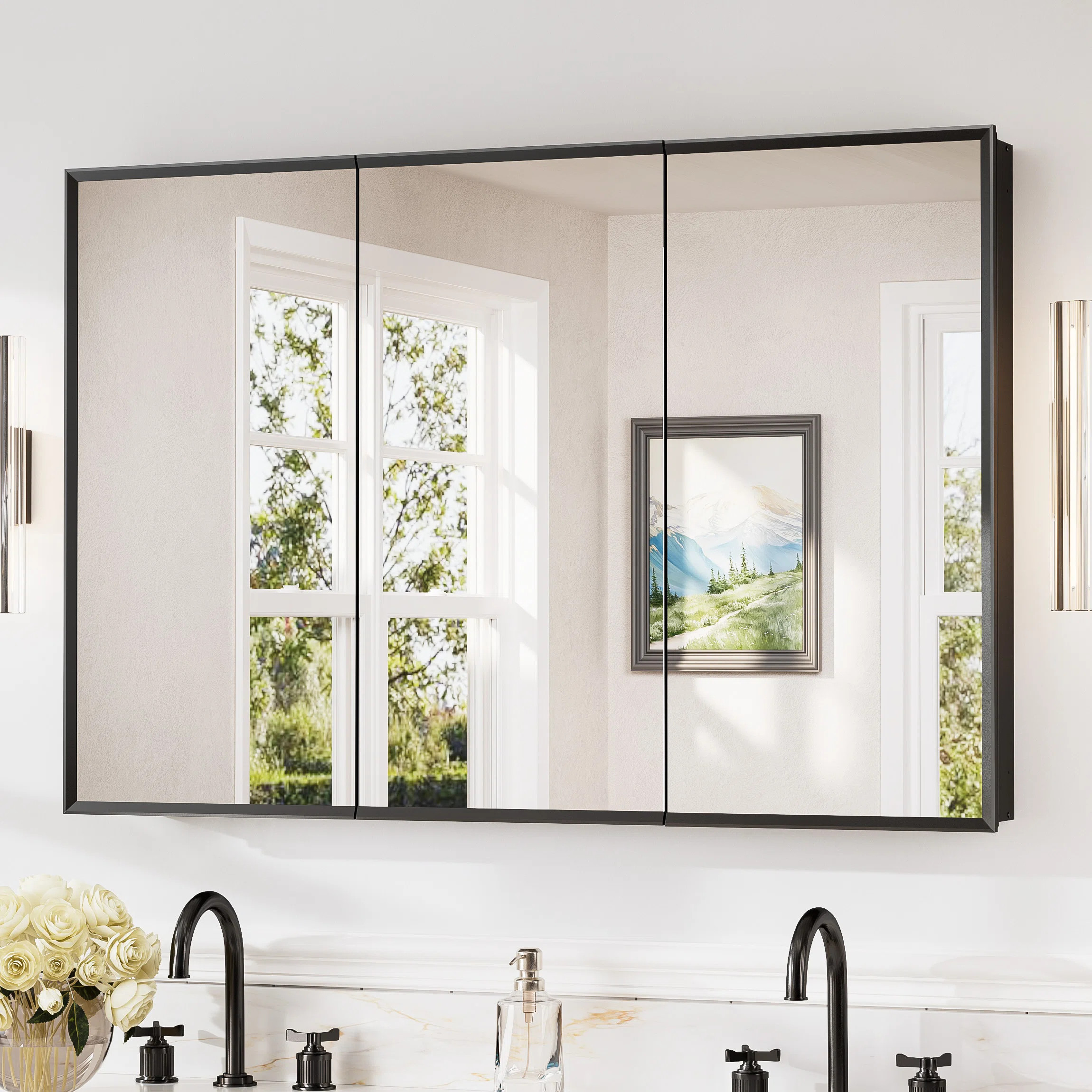Recessed or Surface Medicine Cabinet with Mirror Aluminum Framed Adjustable Shelves, Tempered Gla... | Wayfair North America