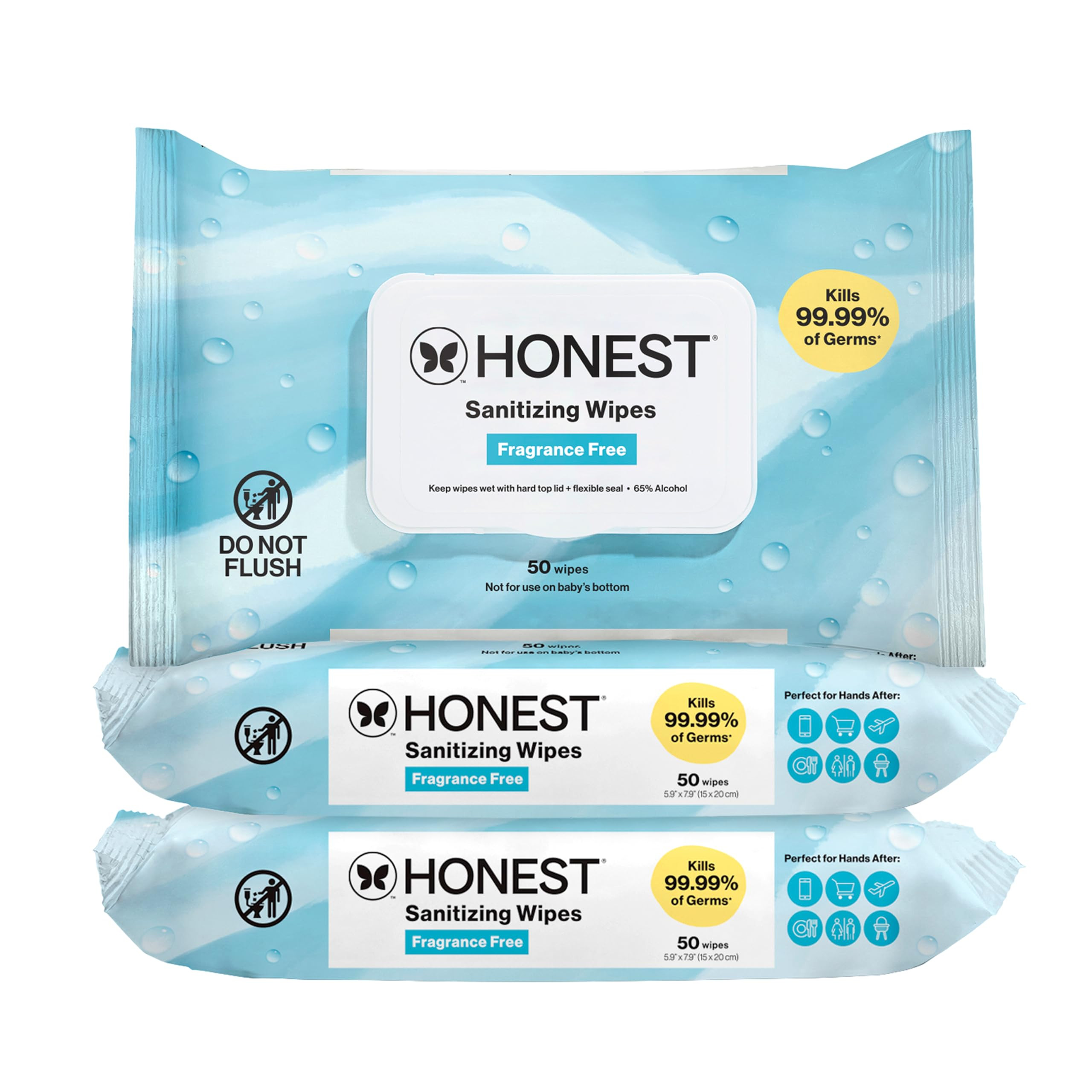 The Honest Company Fragrance-Free Sanitizing Alcohol Wipes, Antibacterial with Aloe, Kills 99% of... | Amazon (US)
