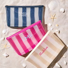 Cabana Stripe Mesh Pouch | Mark and Graham