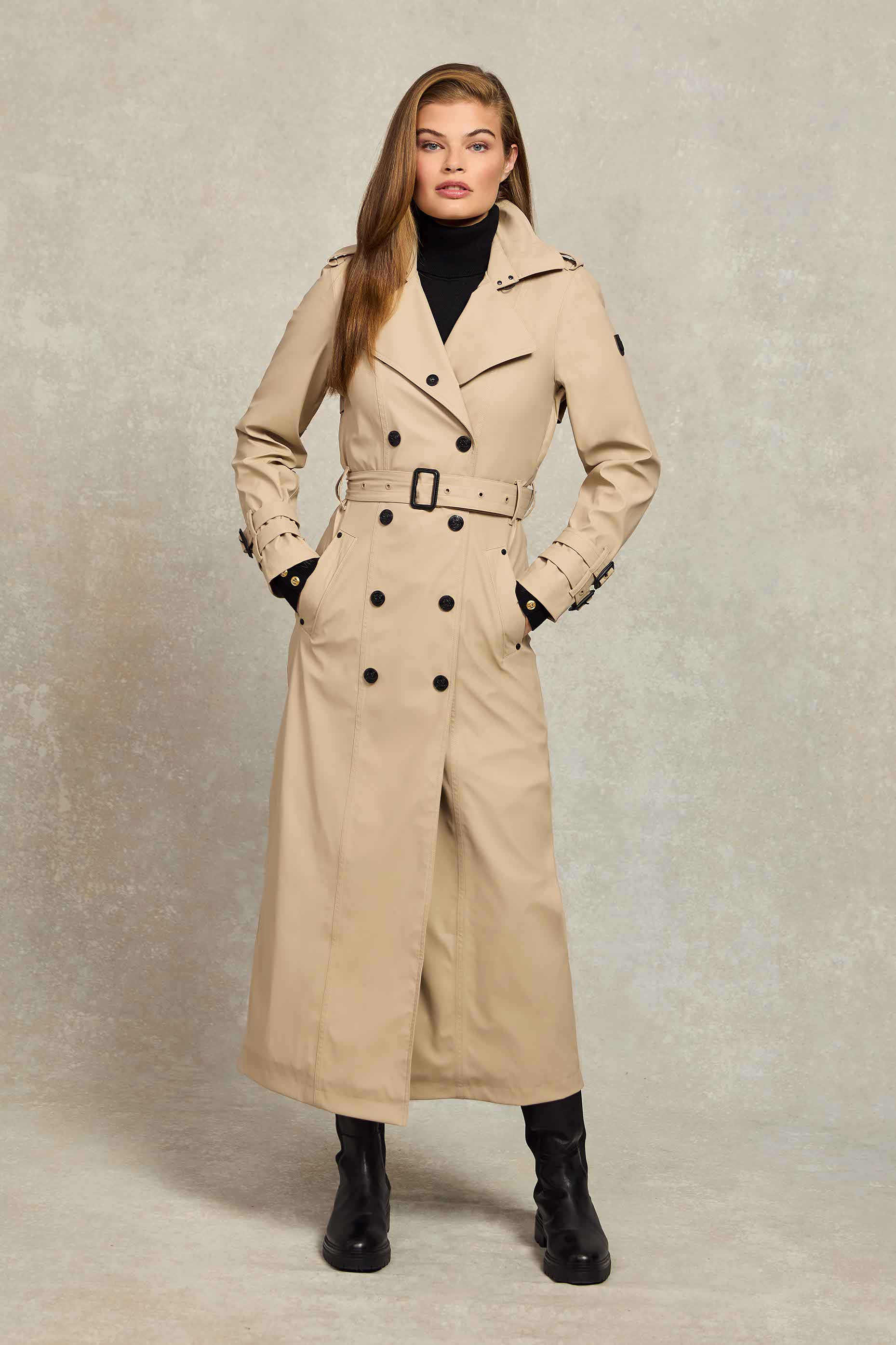 Full Length Kendal Waterproof Trench Coat (Stone) | Holland Cooper