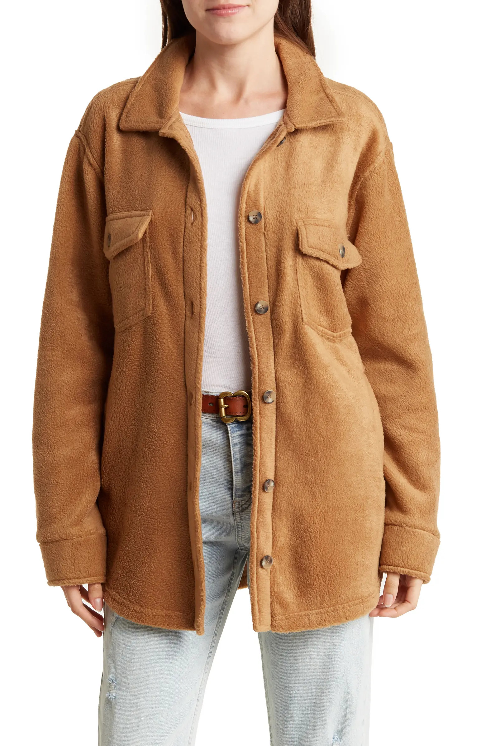 Plaid Polar Fleece Shacket | Nordstrom Rack