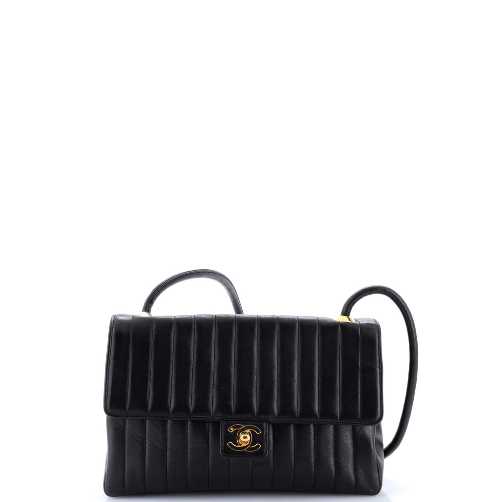 Chanel Vintage CC Flap Shoulder Bag Vertical Quilt Lambskin Small Black 35495215 | Rebag