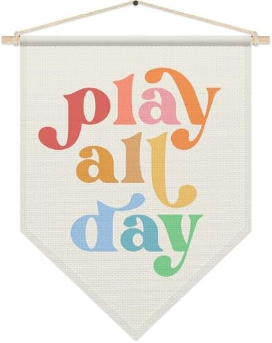 Play All Day Poster Hanger Frame, Boho Canvas Wall Art for Nursery Kids Room, Playroom Decor, Col... | Amazon (US)