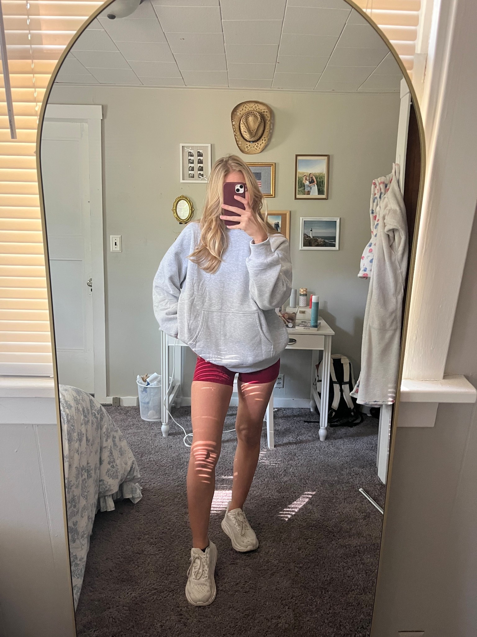 Exact hoodie and shorts are Amazon, linked similar!