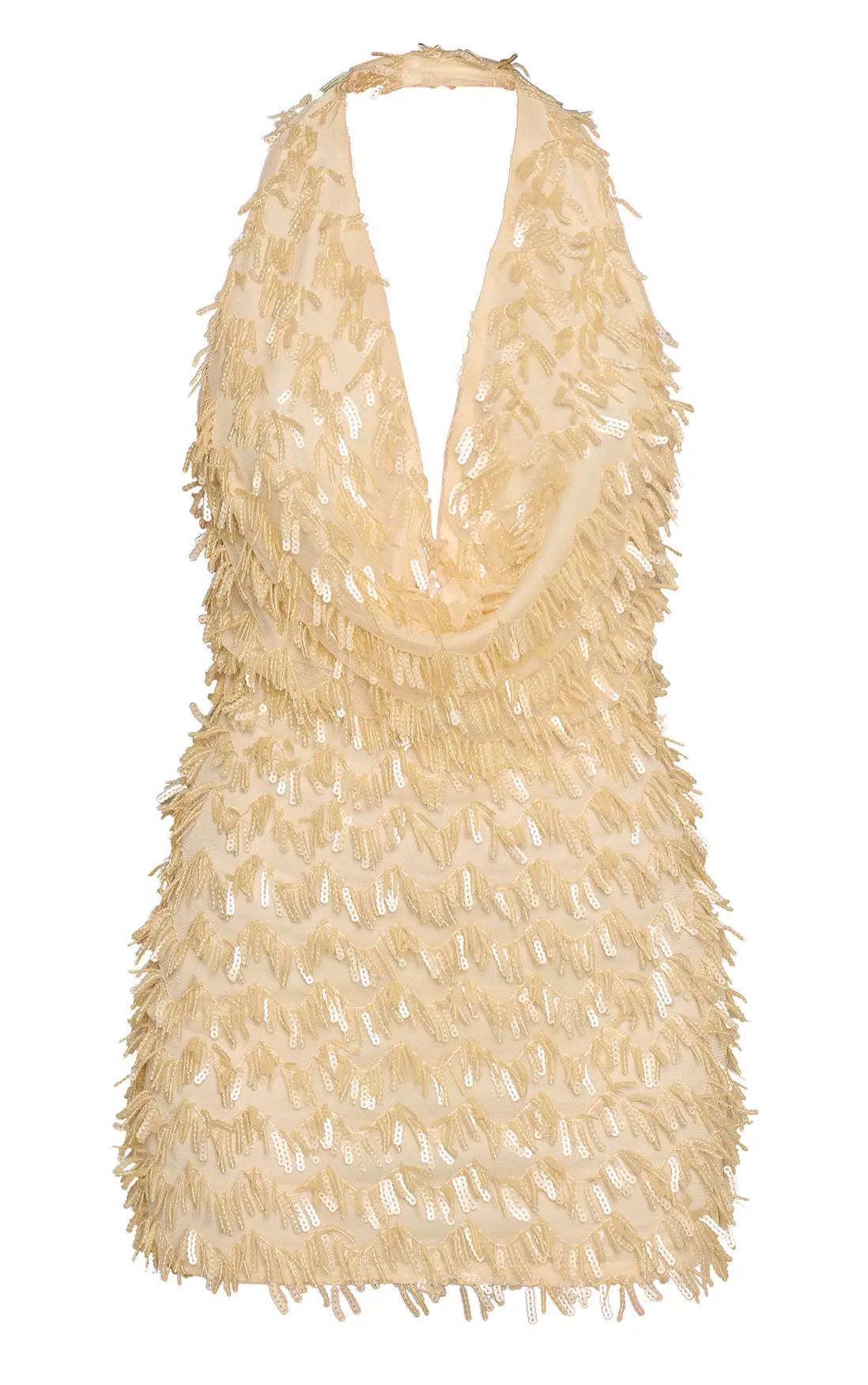 Lemon Sequin Cowl Neck Mini Dress | PrettyLittleThing UK