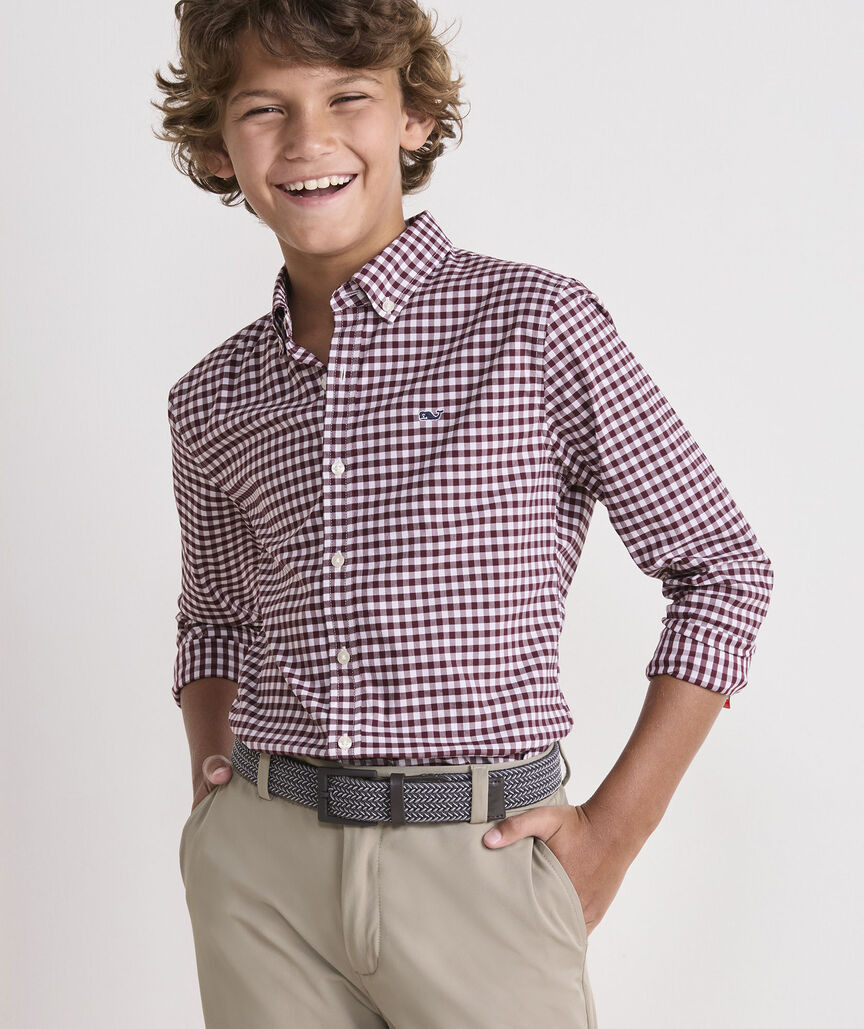 Boys' Performance Cotton Gingham Shirt | vineyard vines